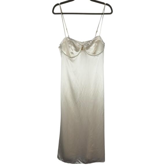 CAMI NYC Dorthea Midi Dress Satin Pearl Embellished Party Wedding Classy Sz 10 - Picture 4 of 12